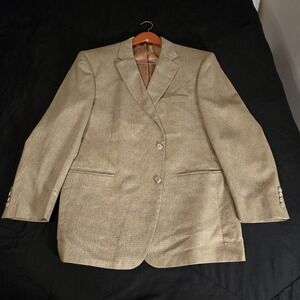 Jos. A. Bank Sport Coat Mens 46R Beige 100% Silk Tweed2 Button Signature Blazer